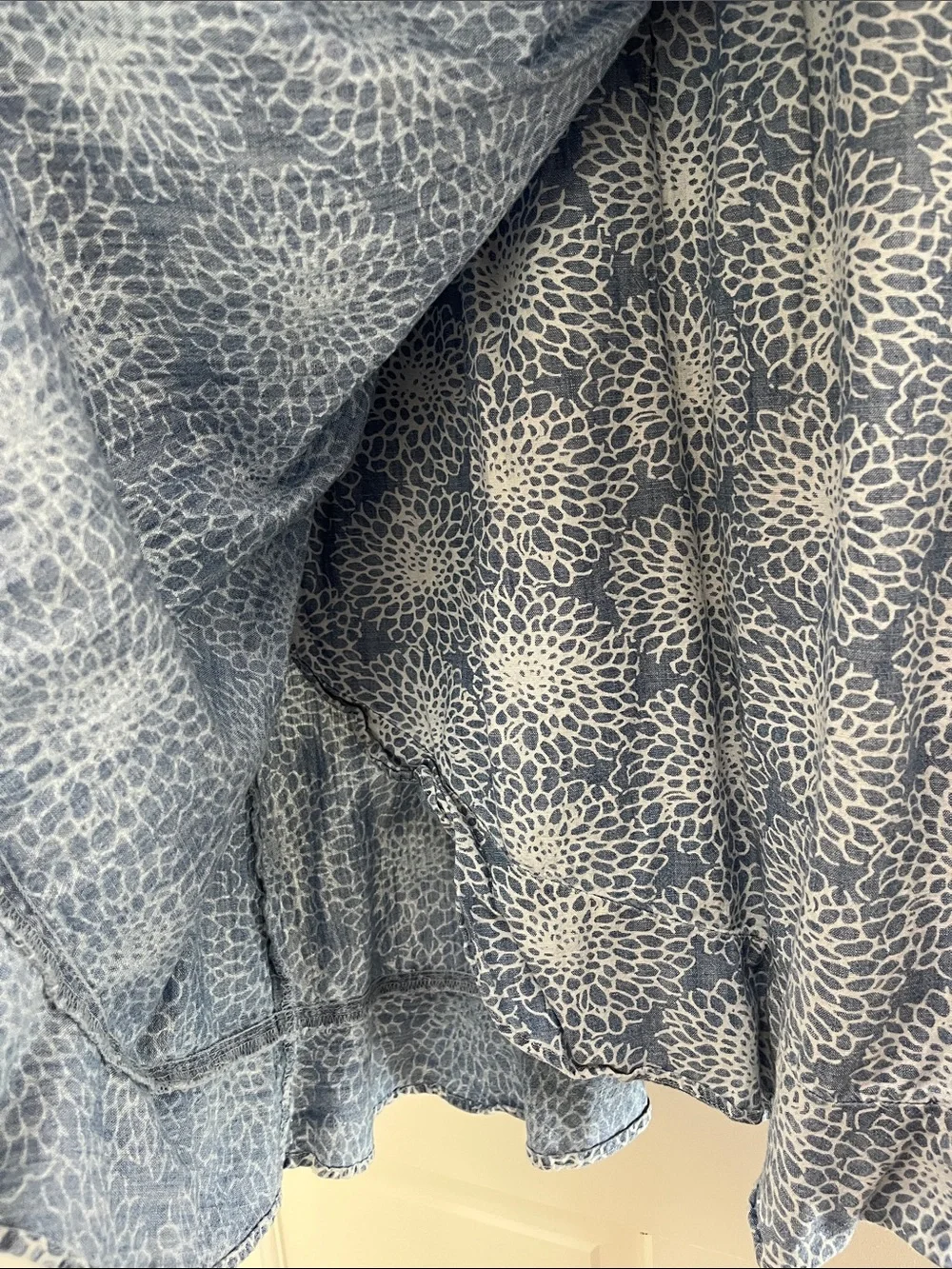 J. Crew Light Blue Denim Floral Printed Faux Wrap Mini Dress - Size Small
